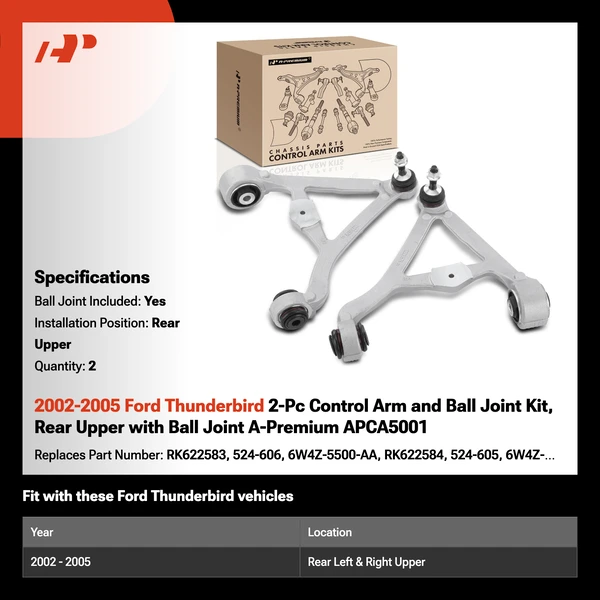 2002-2005 Ford Thunderbird 2-Pc Control Arm and Ball Joint Kit, Rear Upper with Ball Joint A-Premium APCA5001