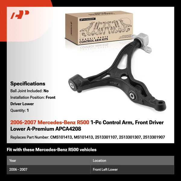 2006-2007 Mercedes-Benz R500 1-Pc Control Arm, Front Driver Lower A-Premium APCA4208