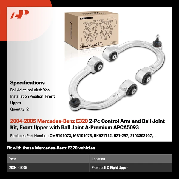2004-2005 Mercedes-Benz E320 2-Pc Control Arm and Ball Joint Kit, Front Upper with Ball Joint A-Premium APCA5093