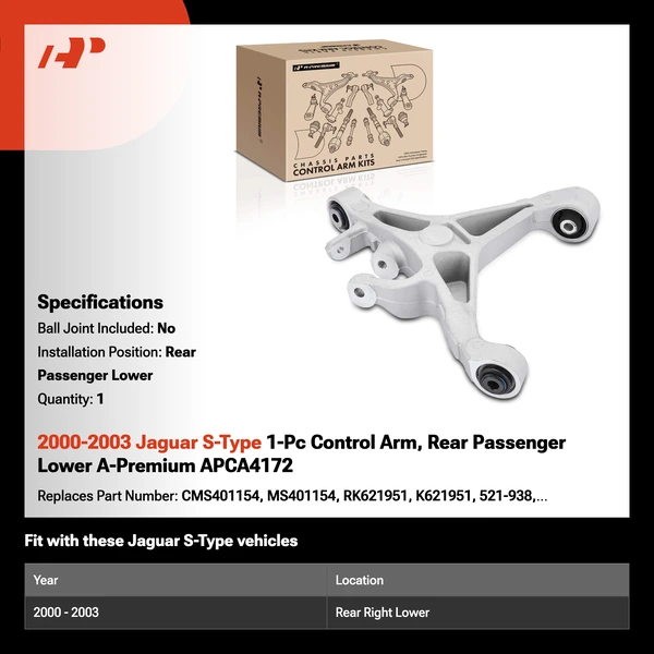 2000-2003 Jaguar S-Type 1-Pc Control Arm, Rear Passenger Lower A-Premium APCA4172