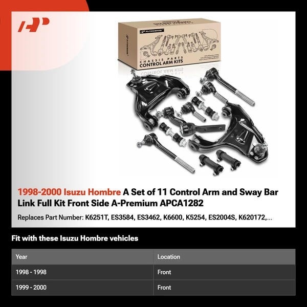 1998-2000 Isuzu Hombre A Set of 11 Control Arm and Sway Bar Link Full Kit Front Side A-Premium APCA1282