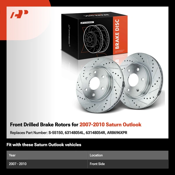 Front Drilled Brake Rotors for 2007-2010 Saturn Outlook