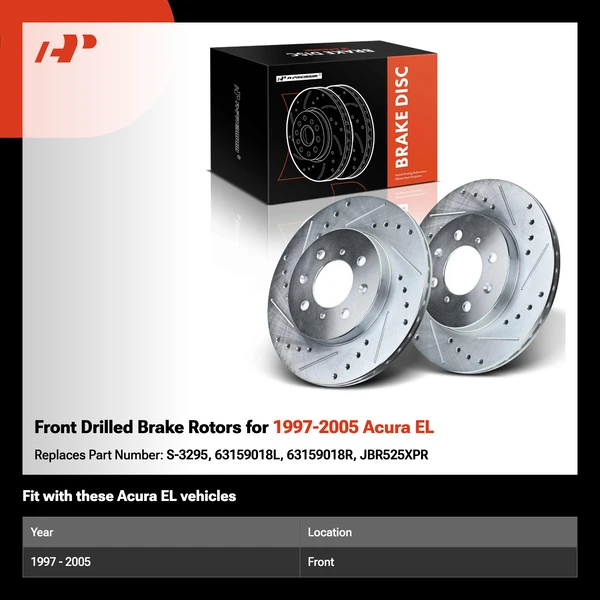 Front Drilled Brake Rotors for 1997-2005 Acura EL