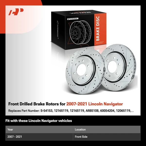 Front Drilled Brake Rotors for 2007-2021 Lincoln Navigator