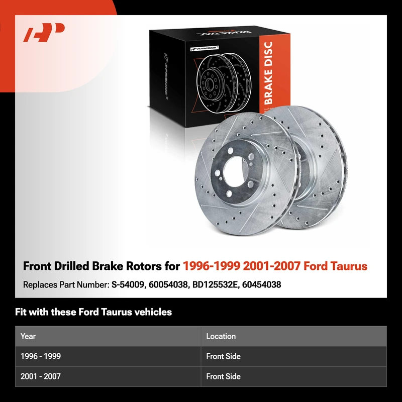 Front Drilled Brake Rotors for 1996-1999 2001-2007 Ford Taurus