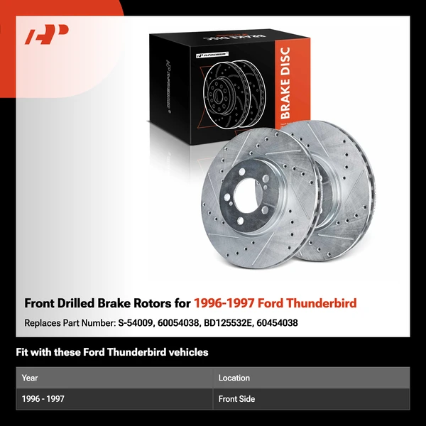 Front Drilled Brake Rotors for 1996-1997 Ford Thunderbird