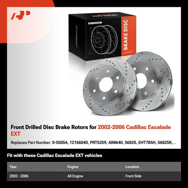 Front Drilled Disc Brake Rotors for 2002-2006 Cadillac Escalade EXT
