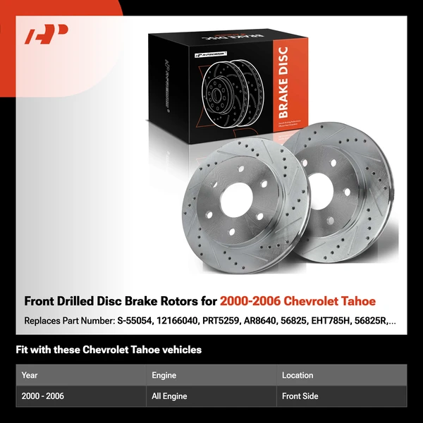 Front Drilled Disc Brake Rotors for 2000-2006 Chevrolet Tahoe