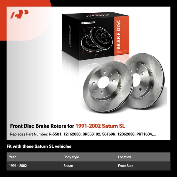Front Disc Brake Rotors for 1991-2002 Saturn SL