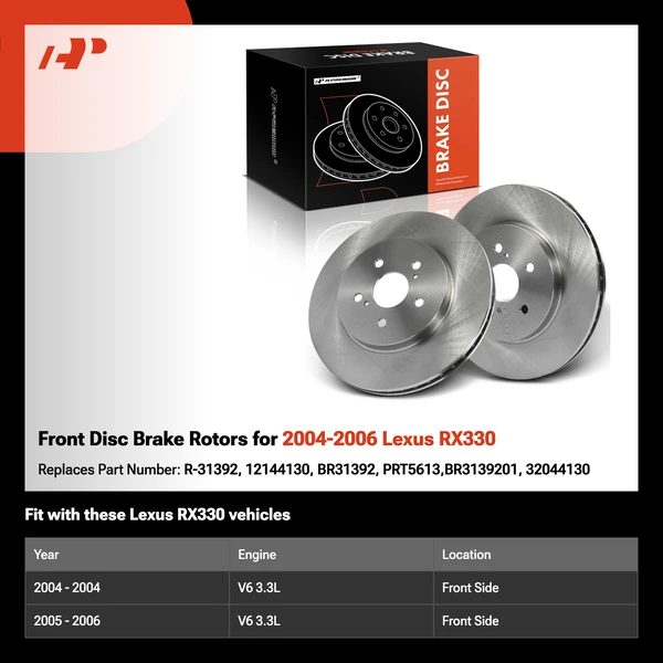 Front Disc Brake Rotors for 2004-2006 Lexus RX330
