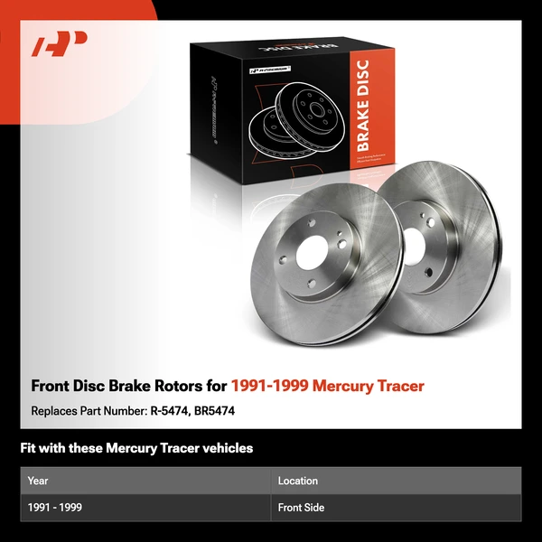 Front Disc Brake Rotors for 1991-1999 Mercury Tracer