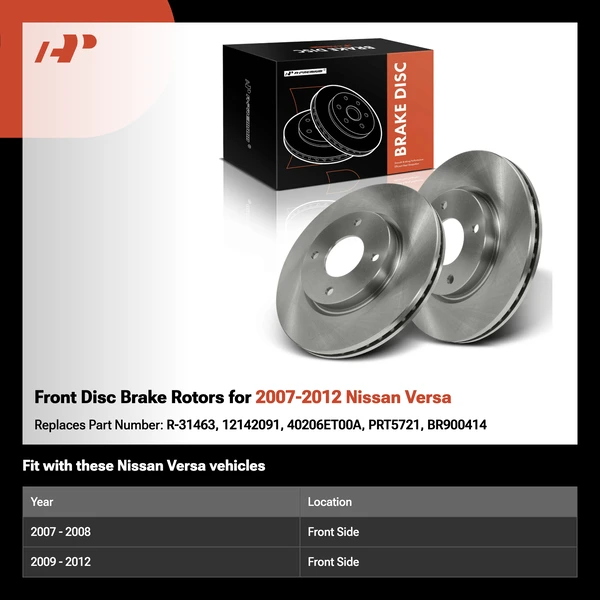 Front Disc Brake Rotors for 2007-2012 Nissan Versa
