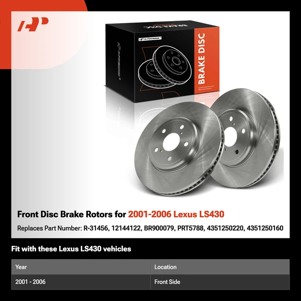 Front Disc Brake Rotors for 2001-2006 Lexus LS430