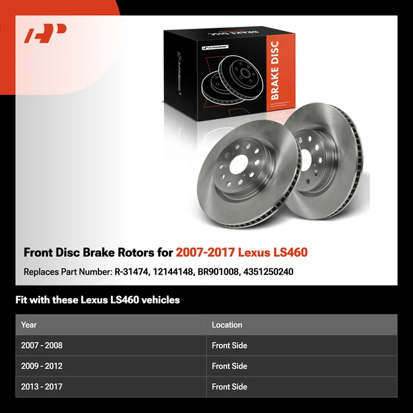 Front Disc Brake Rotors for 2007-2017 Lexus LS460