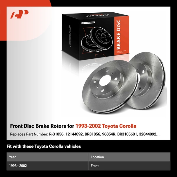 Front Disc Brake Rotors for 1993-2002 Toyota Corolla