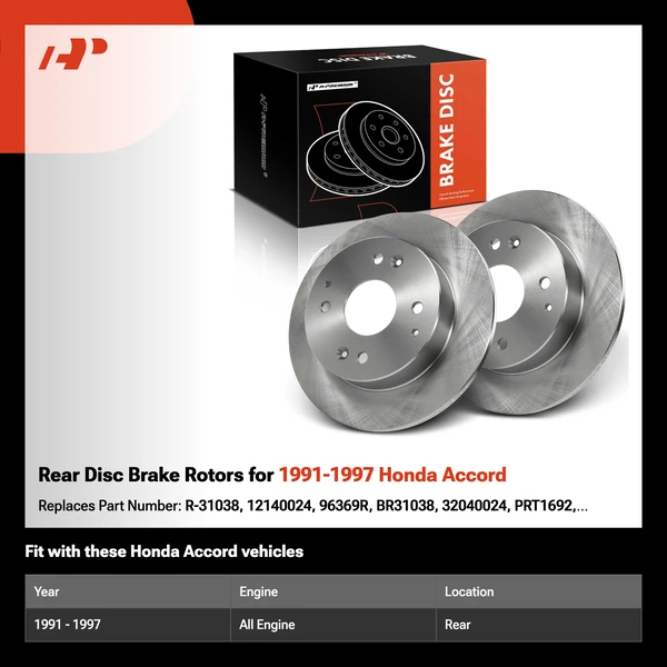 Rear Disc Brake Rotors for 1991-1997 Honda Accord