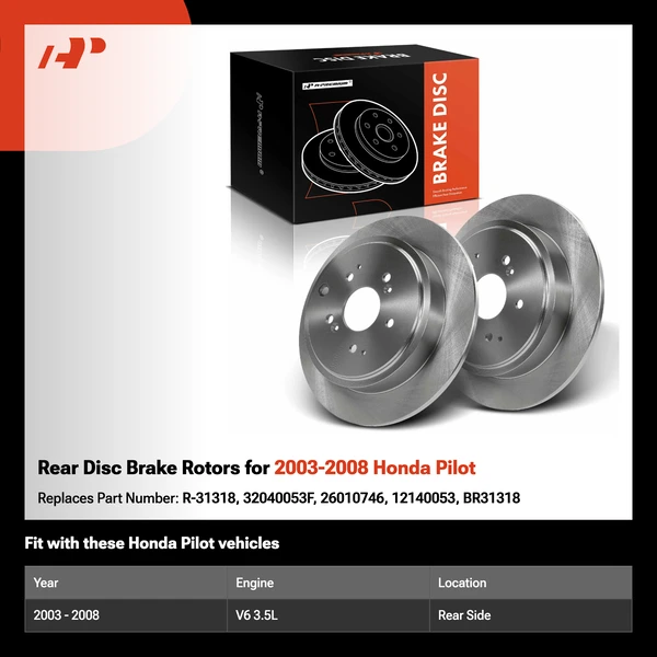 Rear Disc Brake Rotors for 2003-2008 Honda Pilot