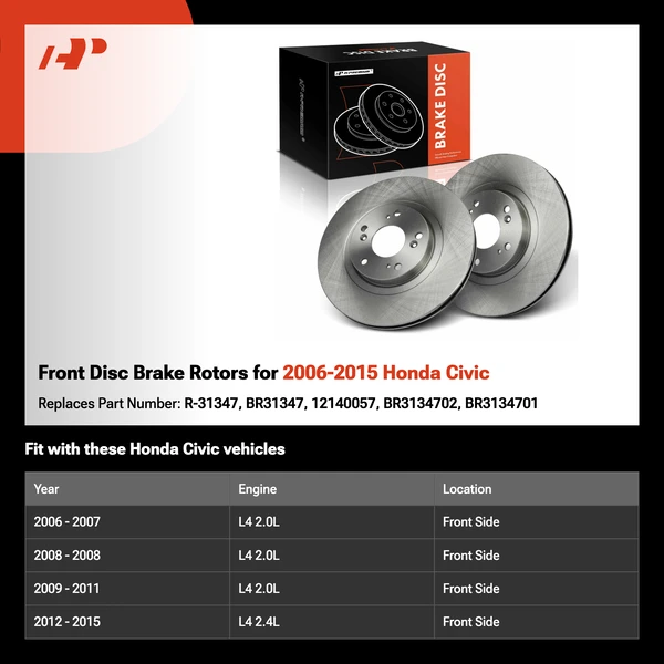 Front Disc Brake Rotors for 2006-2015 Honda Civic