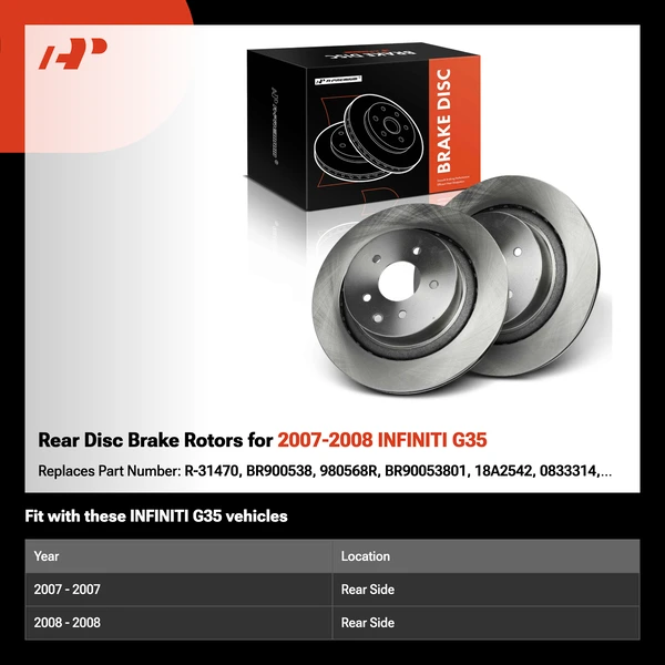 Rear Disc Brake Rotors for 2007-2008 INFINITI G35