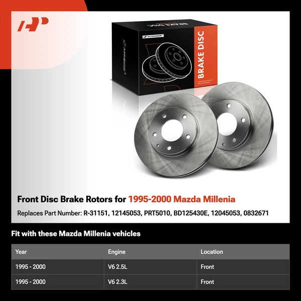 Front Disc Brake Rotors for 1995-2000 Mazda Millenia