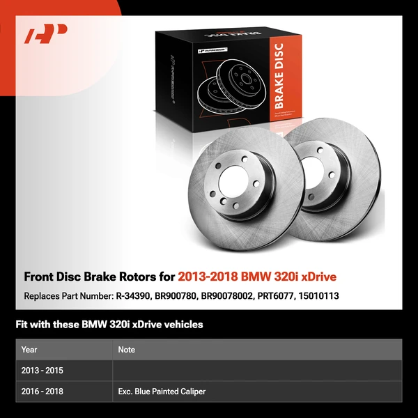 Front Disc Brake Rotors for 2013-2018 BMW 320i xDrive