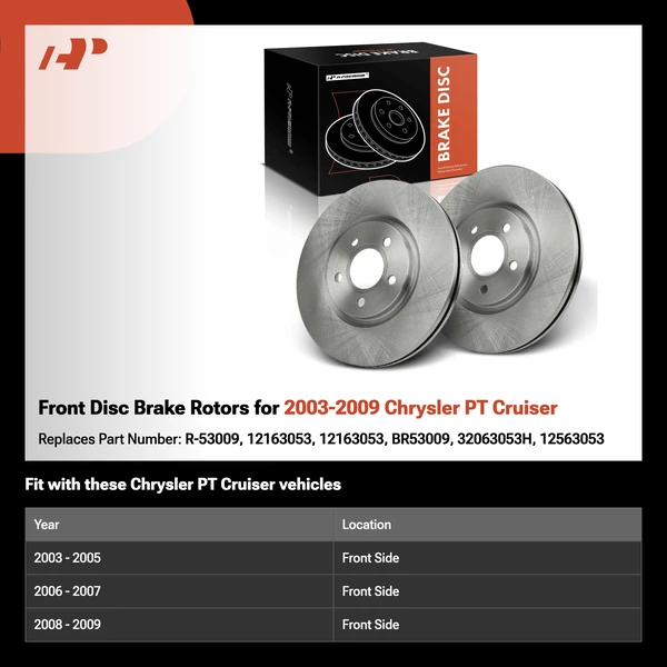 Front Disc Brake Rotors for 2003-2009 Chrysler PT Cruiser