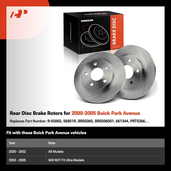 Rear Disc Brake Rotors for 2000-2005 Buick Park Avenue