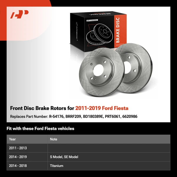 Front Disc Brake Rotors for 2011-2019 Ford Fiesta