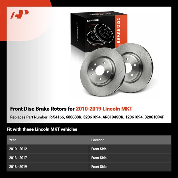 Front Disc Brake Rotors for 2010-2019 Lincoln MKT