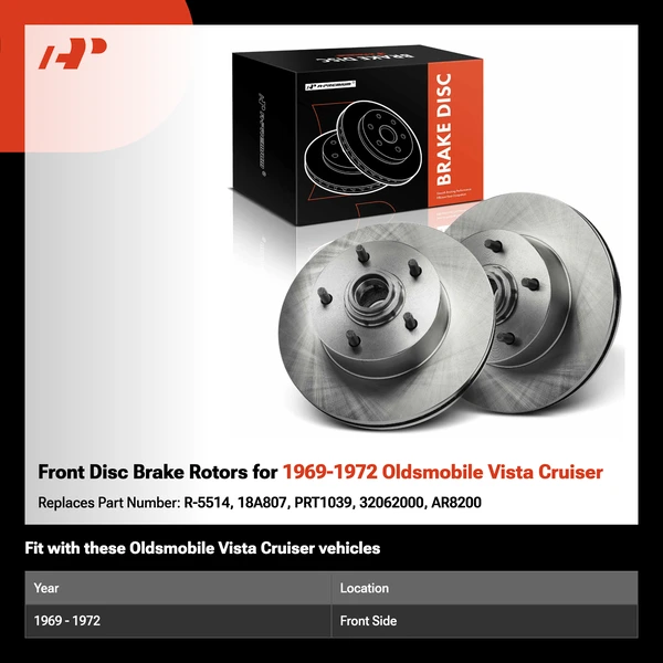 Front Disc Brake Rotors for 1969-1972 Oldsmobile Vista Cruiser