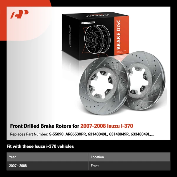 Front Drilled Brake Rotors for 2007-2008 Isuzu i-370