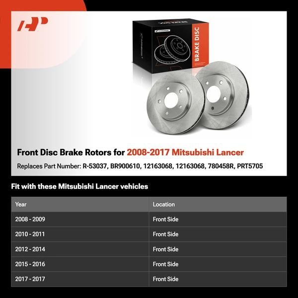 Front Disc Brake Rotors for 2008-2017 Mitsubishi Lancer