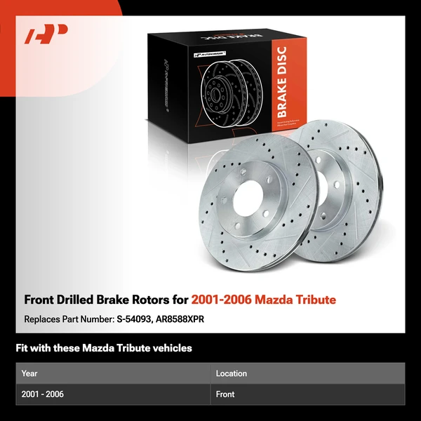 Front Drilled Brake Rotors for 2001-2006 Mazda Tribute