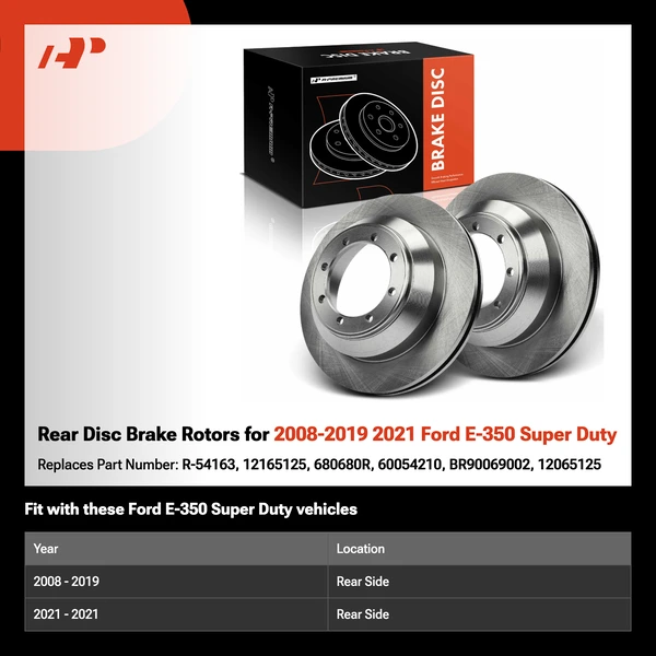 Rear Disc Brake Rotors for 2008-2019 2021 Ford E-350 Super Duty