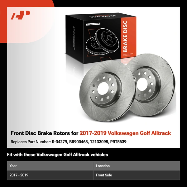 Front Disc Brake Rotors for 2017-2019 Volkswagen Golf Alltrack