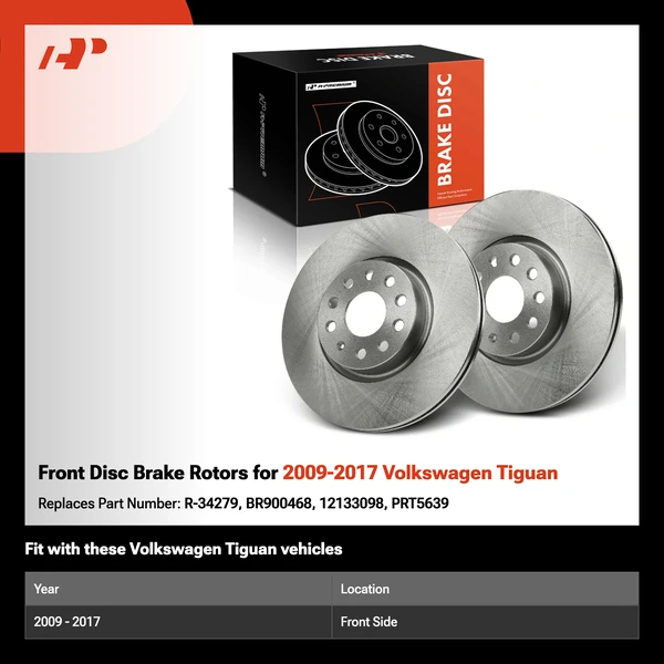Front Disc Brake Rotors for 2009-2017 Volkswagen Tiguan