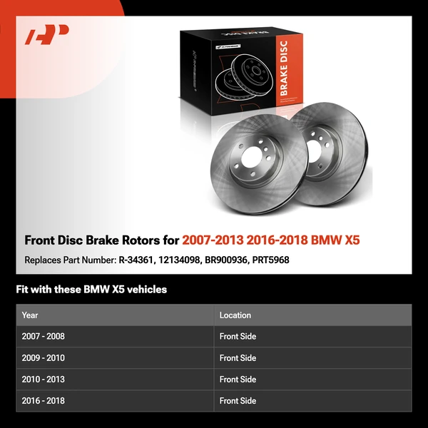 Front Disc Brake Rotors for 2007-2013 2016-2018 BMW X5