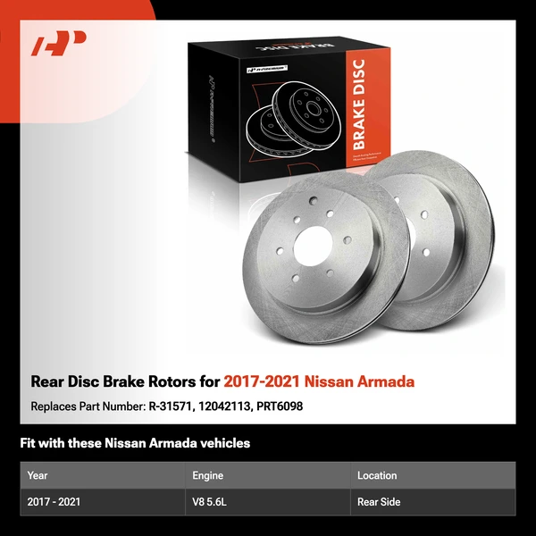 Rear Disc Brake Rotors for 2017-2021 Nissan Armada