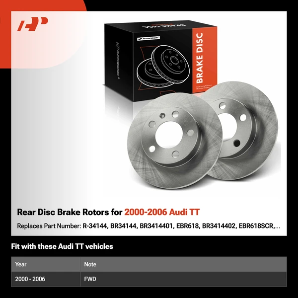 Rear Disc Brake Rotors for 2000-2006 Audi TT