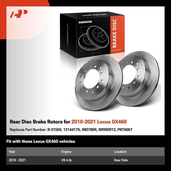 Rear Disc Brake Rotors for 2010-2021 Lexus GX460