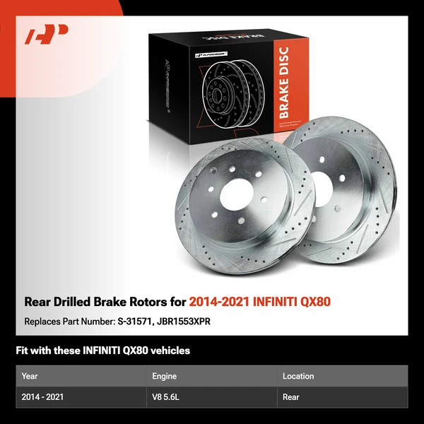 Rear Drilled Brake Rotors for 2014-2021 INFINITI QX80