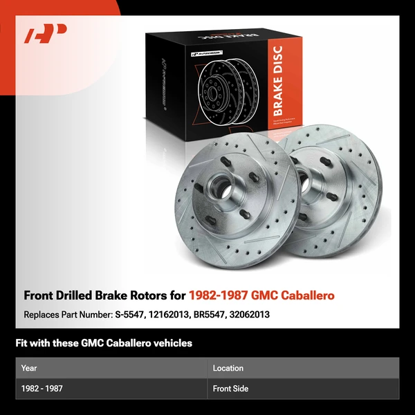 Front Drilled Brake Rotors for 1982-1987 GMC Caballero