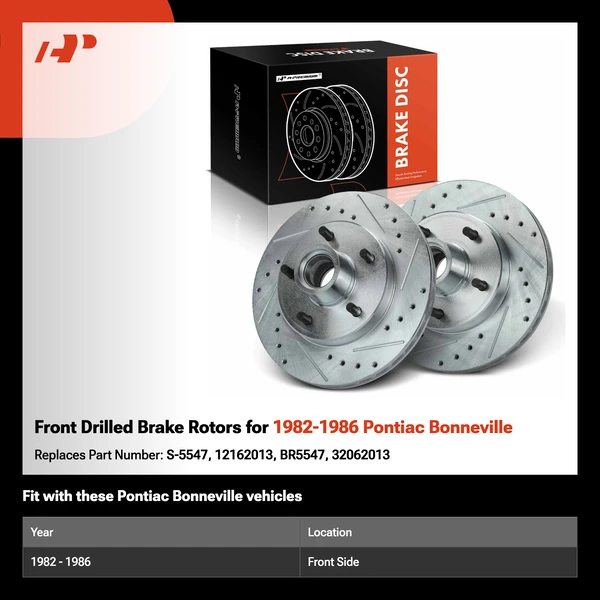 Front Drilled Brake Rotors for 1982-1986 Pontiac Bonneville