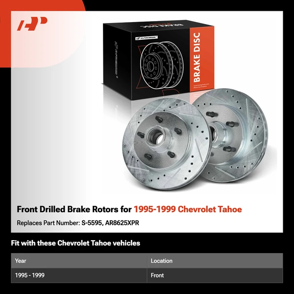 Front Drilled Brake Rotors for 1995-1999 Chevrolet Tahoe