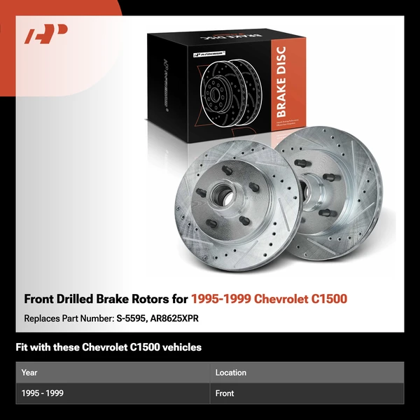 Front Drilled Brake Rotors for 1995-1999 Chevrolet C1500