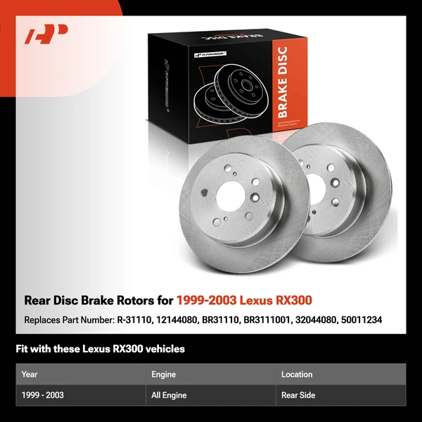 Rear Disc Brake Rotors for 1999-2003 Lexus RX300
