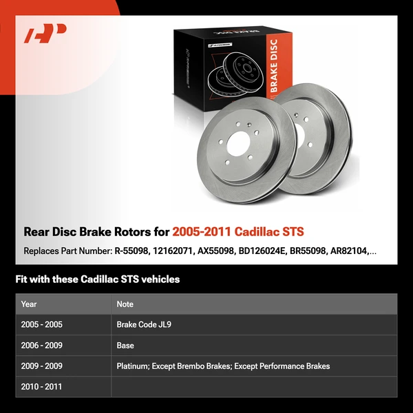 Rear Disc Brake Rotors for 2005-2011 Cadillac STS
