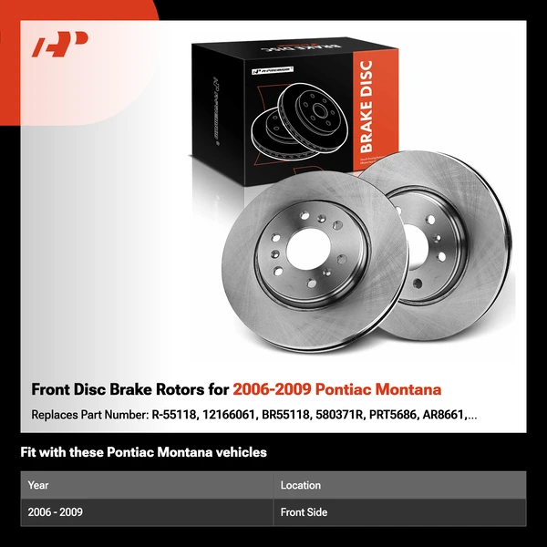 Front Disc Brake Rotors for 2006-2009 Pontiac Montana