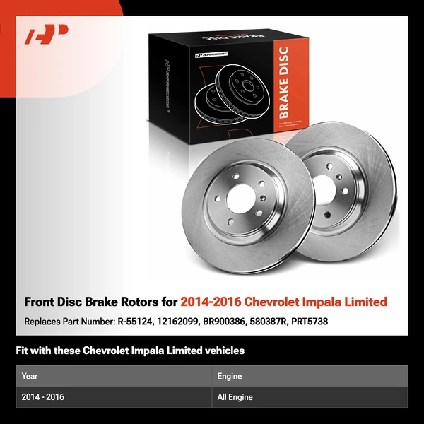 Front Disc Brake Rotors for 2014-2016 Chevrolet Impala Limited