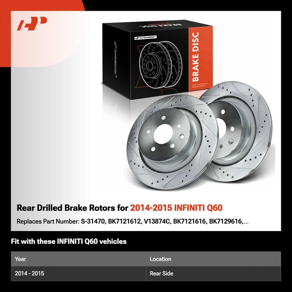 Rear Drilled Brake Rotors for 2014-2015 INFINITI Q60